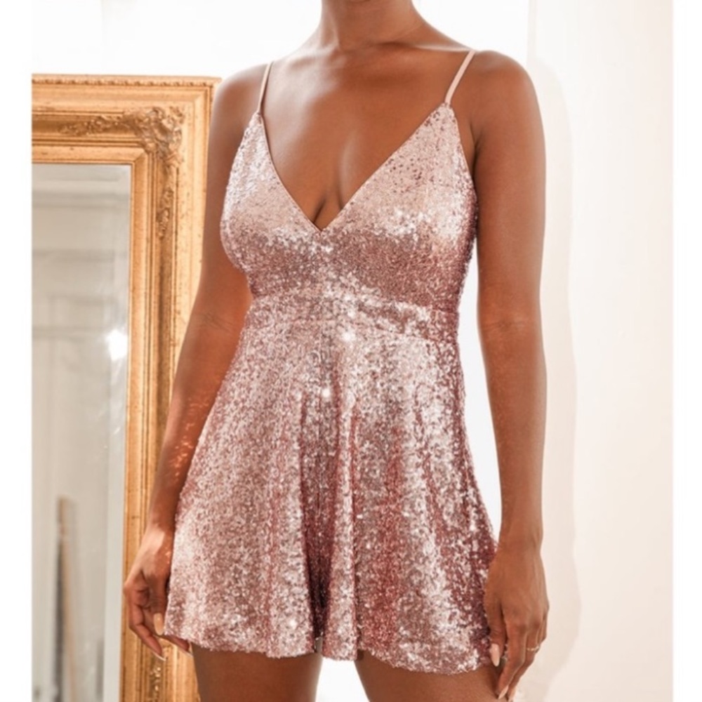 Lulu's Pink Sequin Romper